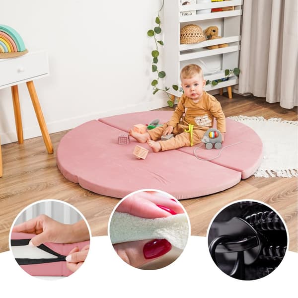 Vauvan ryömintämatto malli 1 ⌀120 cm - lasten leikkimatto, pyöreä leikkimatto, lasten ryömintämatto pinkki