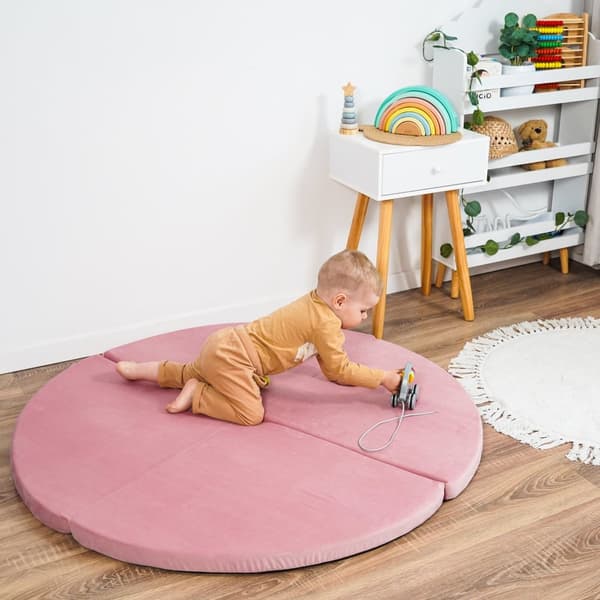 Vauvan ryömintämatto malli 1 ⌀120 cm - lasten leikkimatto, pyöreä leikkimatto, lasten ryömintämatto pinkki