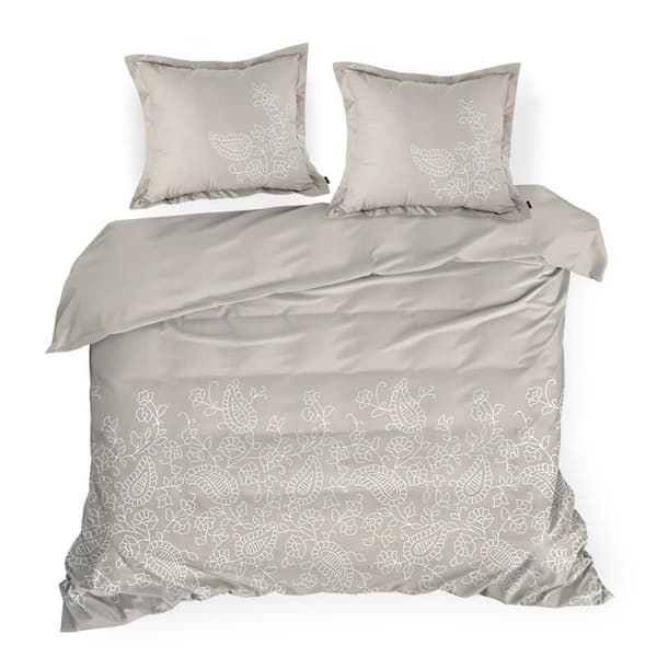 SATIN SÄNGDÖRSSET BRODERI 160 X 200 CM BEIGE