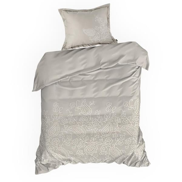 SATIN SÄNGDÖRSSET BRODERI 160 X 200 CM BEIGE