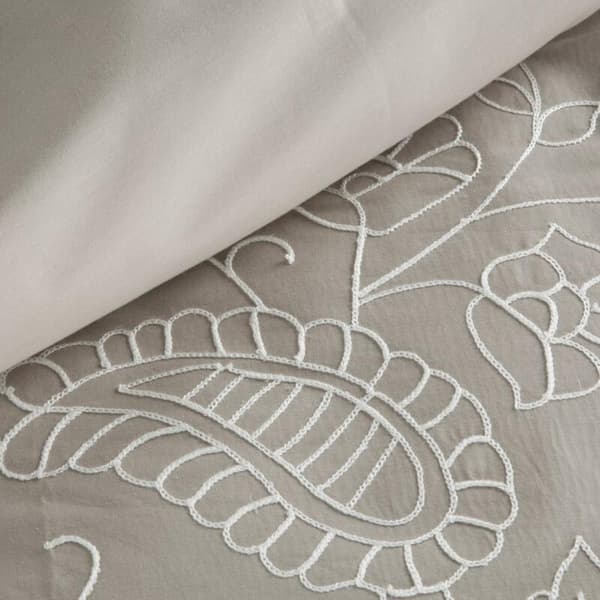 SATIN SÄNGDÖRSSET BRODERI 160 X 200 CM BEIGE
