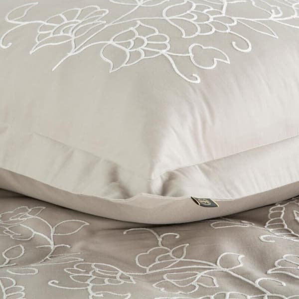 SATIN SÄNGDÖRSSET BRODERI 160 X 200 CM BEIGE