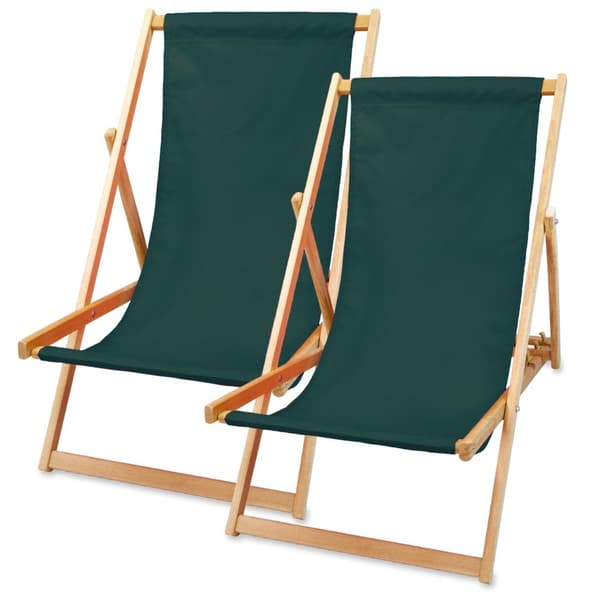 Solstol, liggestol, foldbar - havestol, klapstol, klapstol i træ, strandstol, strandstol, klapstol i træ max. Bæreevne 120 kg Grøn 2 stk