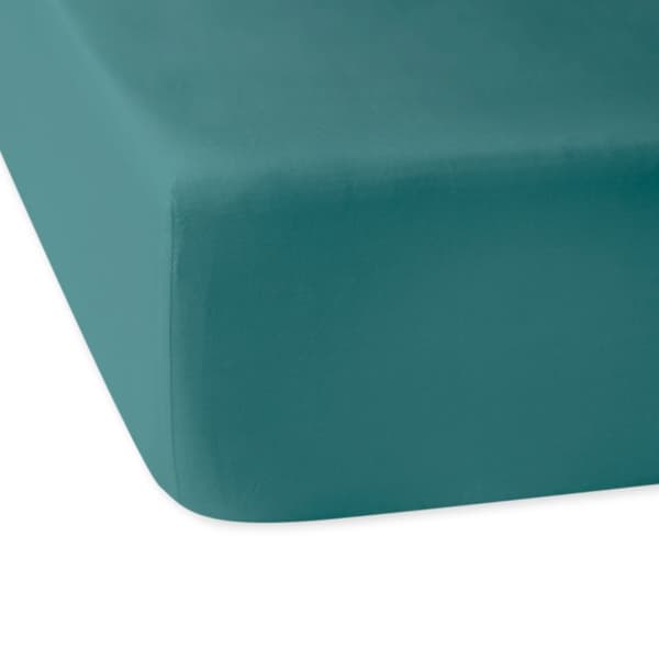 Bomuld satin lagen med elastik, mørk turkis 042/160x200