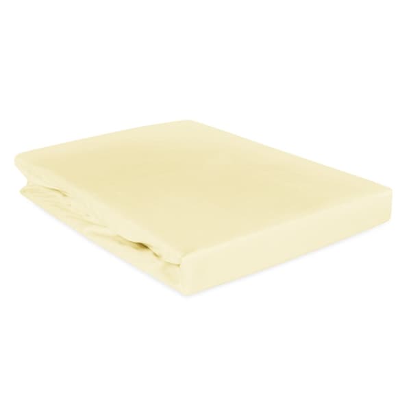 Bomuld satin lagen med elastik, creme, 155/140x200