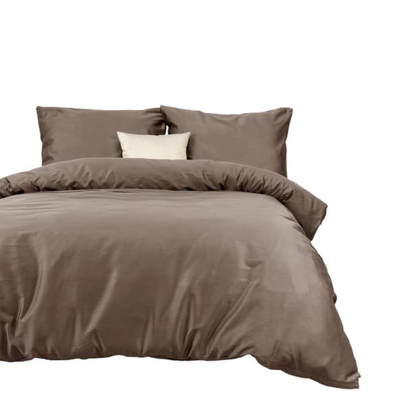 Bomuld satin sengetøj MØRK BEIGE 041/140x200+1 stk.70x80