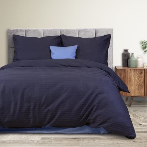 Bomuldssatin sengetøj CIZGILI NAVY BLUE/140x200+1stk. 70x80 EKSKLUSIVT