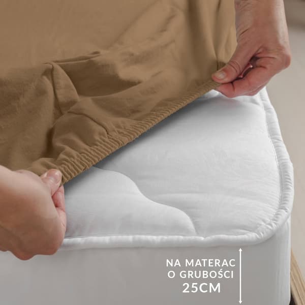 Jersey elastanlakan med elastiskt band 54 BRAUN/BRUN/140x200x30