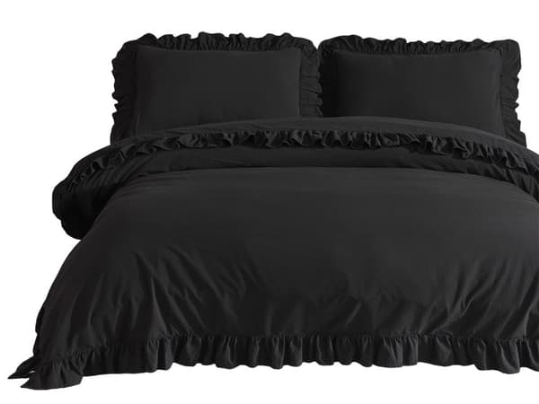 Puuvillaiset vuodevaatteet MUSTA/220X200(P) KIVIPESU