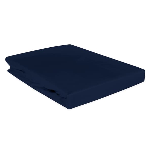 Bomuld satin lagen med elastik, mørke marineblå, 026/160x200