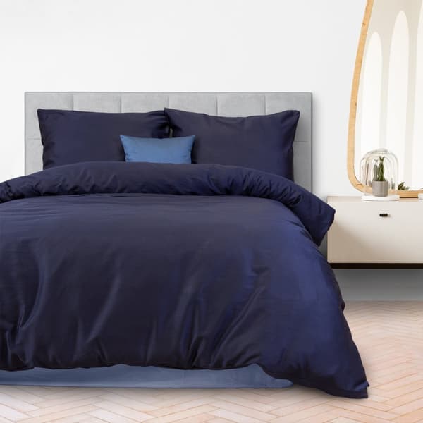 Bomuldssatin sengetøj DARK NAVY 026/160x200