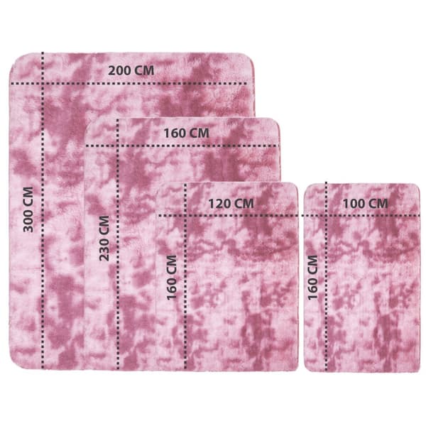 Shaggy tæppe, stue tæppe, lang luv, 200 x 300 cm - tæpper til stuer, fluffy, shaggy, soveværelser, sengekanttæpper, udendørs tæppe, mørk pink med møns