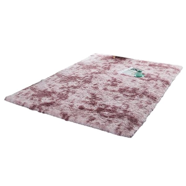 Shaggy tæppe, stue tæppe, lang luv, 200 x 300 cm - tæpper til stuer, fluffy, shaggy, soveværelser, sengekanttæpper, udendørs tæppe, mørk pink med møns