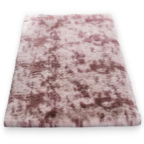 Shaggy matta, vardagsrumsmatta, lång lugg, 200 x 300 cm - mattor för vardagsrum, fluffiga, raggiga, sovrum, sängmattor, utomhusmatta, mörkrosa med mön