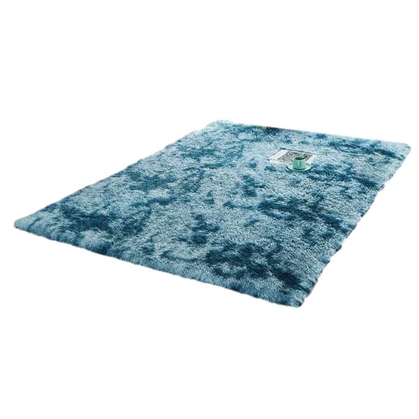 Shaggy matta, vardagsrumsmatta, lång lugg, 100 x 160 cm - mattor för vardagsrum, fluffiga, lurviga, sovrum, sängmattor, utomhusmatta, turkos med mönst