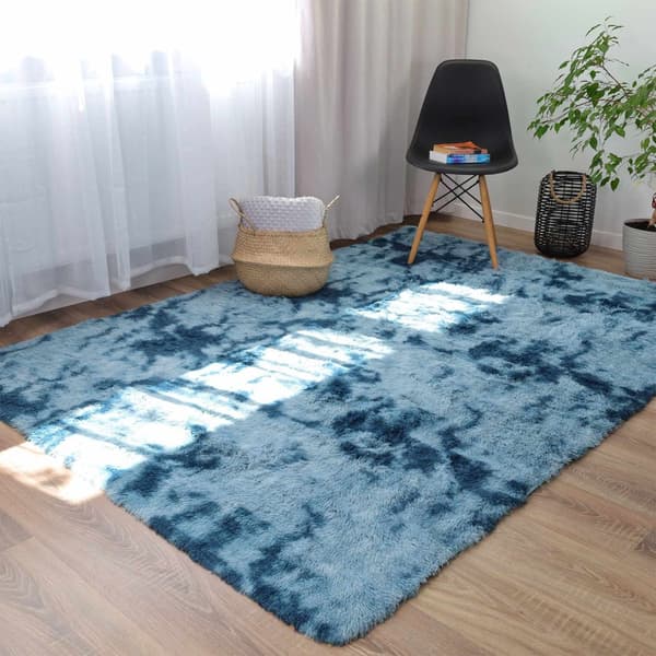 Shaggy matto, olohuoneen matto, pitkä kasa, 120 x 160 cm - matot olohuoneeseen, pörröinen, pörröinen, makuuhuone, yöpöytämatot, ulkomatto, turkoosi ku