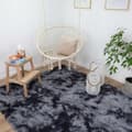 Miniatyrbillede 6 af 6: Shaggy tæppe, stue tæppe, lang luv, 100 x 160 cm - tæpper til stuer, fluffy, shaggy, soveværelser, sengekanttæpper, udendørs tæppe, sort med mønster