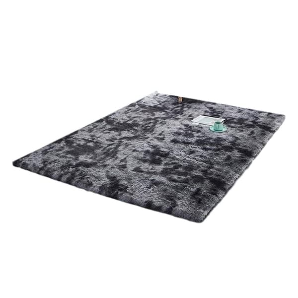 Shaggy tæppe, stue tæppe, lang luv, 100 x 160 cm - tæpper til stuer, fluffy, shaggy, soveværelser, sengekanttæpper, udendørs tæppe, sort med mønster