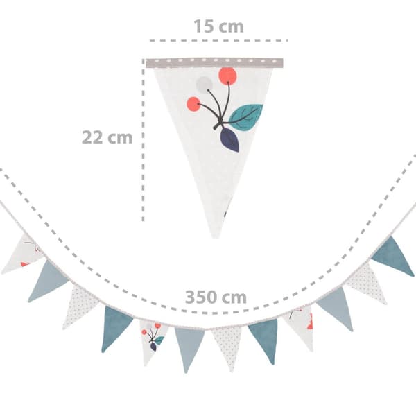 Viiriketju lastenhuone - viiri seppele ulkona syntymäpäivä viiri ketju kangaskoristelu säänkestävä 350 cm 12 kolmiota (15 cm x 22 cm) kettu