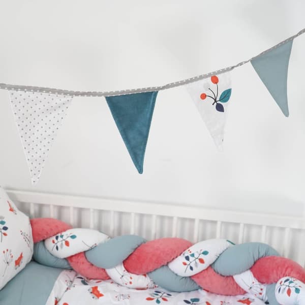 Viiriketju lastenhuone - viiri seppele ulkona syntymäpäivä viiri ketju kangaskoristelu säänkestävä 350 cm 12 kolmiota (15 cm x 22 cm) kettu