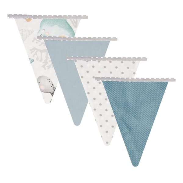 Vimpel kedja barnrum - vimpel girland utomhus födelsedag vimpel kedja tyg dekoration väderbeständig 350 cm 12 trianglar (15 cm x 22 cm) vattenlevande