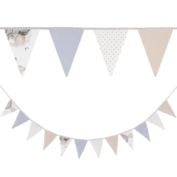 Vimpel kedja barnrum - vimpel girland utomhus födelsedag vimpel kedja tyg dekoration väderbeständig 350 cm 12 trianglar (15 cm x 22 cm) elefant