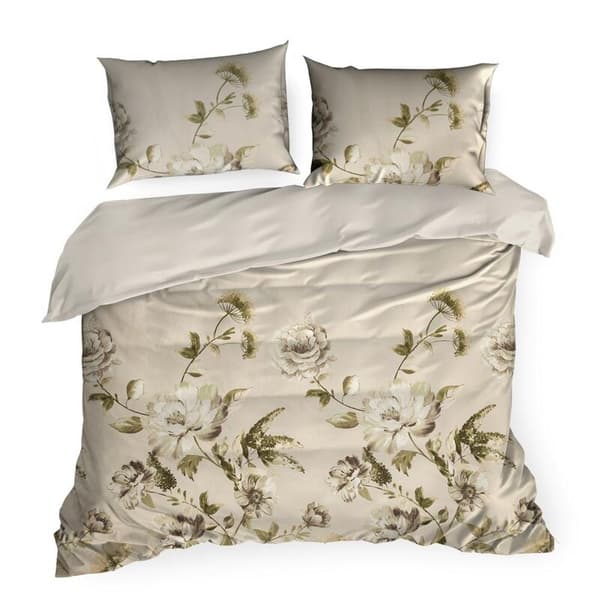SATIN SÄNGDÄNGSSET FJÄDER 38 220 X 200 CM BEIGE