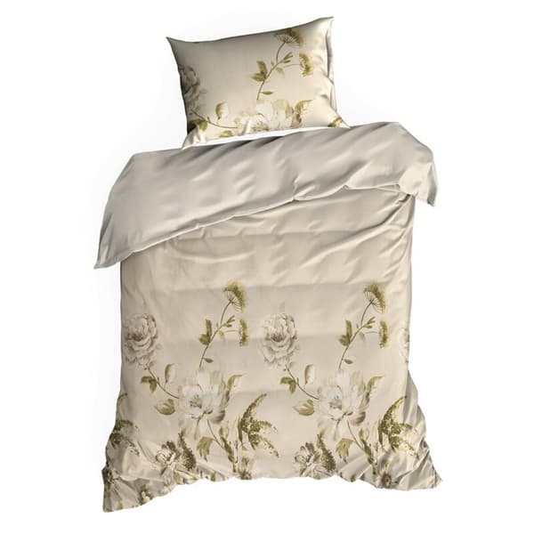 SATIN SÄNGDÄNGSSET FJÄDER 38 220 X 200 CM BEIGE
