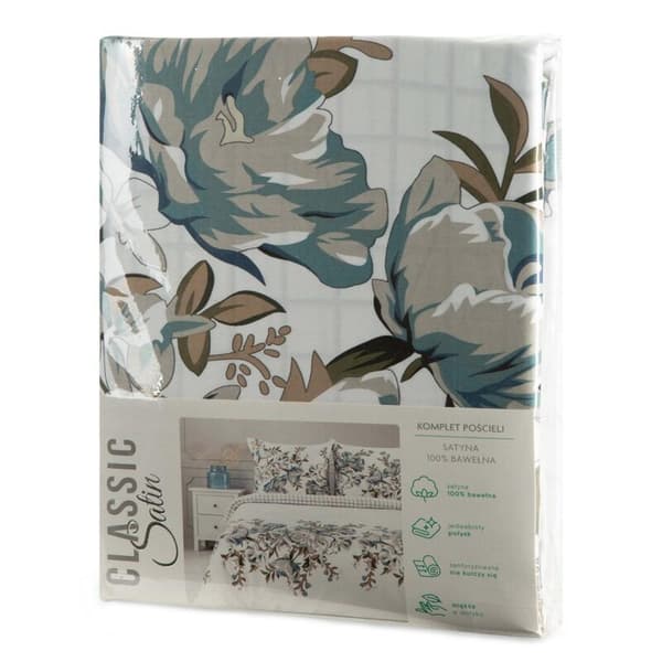 SATIN SÄNGDÅNGSSET FJÄDER 40 140 X 200 CM VIT