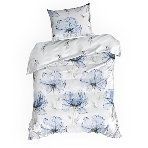 SATIN SÄNGDÅNGSSET FJÄDER 34 220 X 200 CM VIT