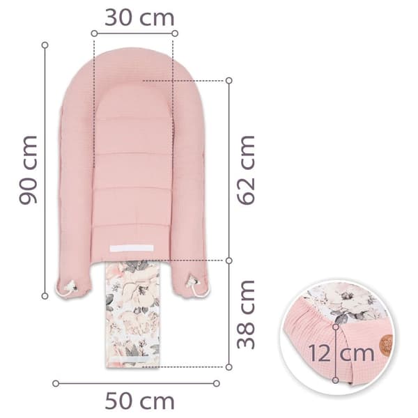 Baby rede nyfødt rede baby - 90x50 cm kokon håndlavet tosidet lavet af vaffel piqué bomuld slummer wild rose