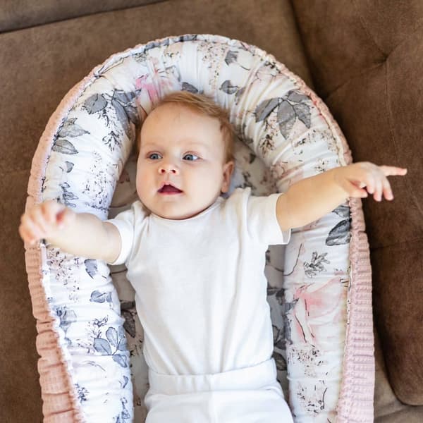 Baby rede nyfødt rede baby - 90x50 cm kokon håndlavet tosidet lavet af vaffel piqué bomuld slummer wild rose