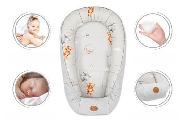 Vauvanpesä vastasyntyneen pesä vauva - 90x50 cm kookoni käsintehty kaksipuolinen vohvelipikee puuvillasta slumber nalle