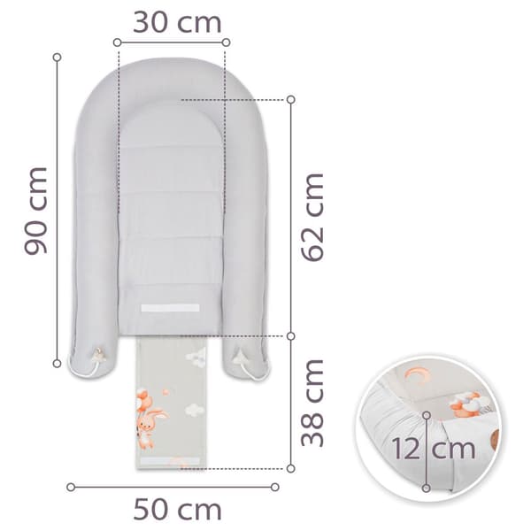 Babynest cocoon nyfödd 90 x 50 cm - Handgjorda gosenest babynest av bomullskanin