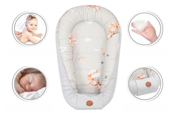 Babynest cocoon nyfödd 90 x 50 cm - Handgjorda gosenest babynest av bomullskanin