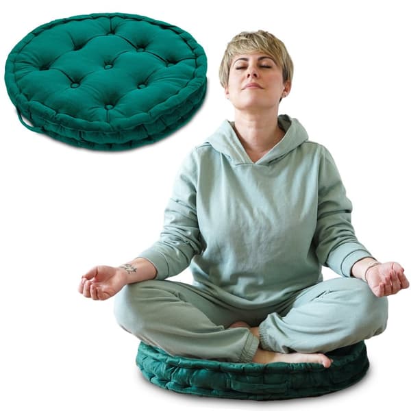 Lattiatyyny jooga tyyny istuintyyny pyöreä meditaatiotyyny XL puutarha ulkotyyny jooga ja meditaatio iso lattiatyyny parvekkeelle ja lastenhuoneeseen Grün