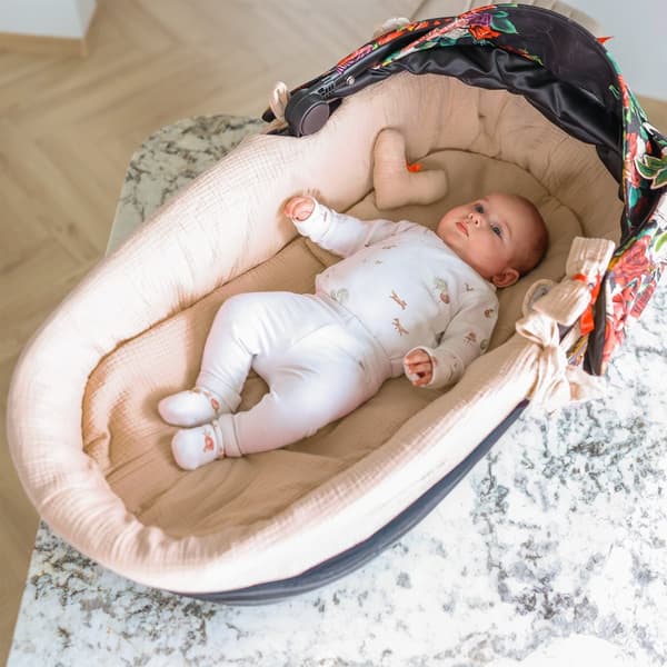 Kant för barnvagnar - överdrag till babybadbo barnvagnstillbehör set 3 stycken med kudde och muslinmadrass