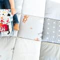 Miniatyrbillede 7 af 11: Baby kravletæppe fløjl - legemåtte PATCHWORK legemåtte polstret gulvmåtte tykt krybbetæppe bomuld med fløjl aktivitetsmåtte