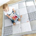 Miniatyrbillede 8 af 11: Baby kravletæppe fløjl - legemåtte PATCHWORK legemåtte polstret gulvmåtte tykt krybbetæppe bomuld med fløjl aktivitetsmåtte
