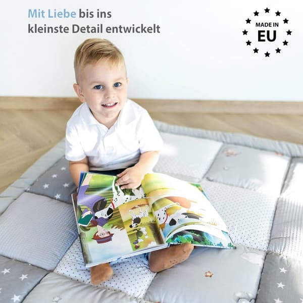 Baby kravletæppe fløjl - legemåtte PATCHWORK legemåtte polstret gulvmåtte tykt krybbetæppe bomuld med fløjl aktivitetsmåtte