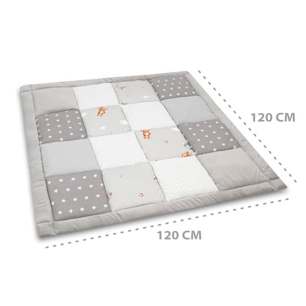 Babykrypfilt sammet - lekmatta PATCHWORK lekmatta vadderad golvmatta tjock krypfilt bomull med sammetsaktivitetsmatta