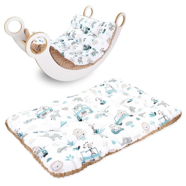 Golvkudde stor - sittdyna barngolv lekmatta babygolvmadrass barnrum Safari mit braun 70 x 110 cm