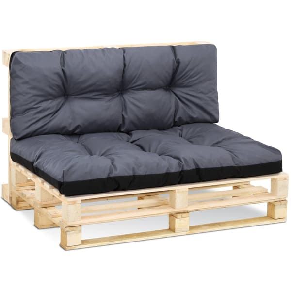 Pallepude udendørs vaskbar - pallesædehynde til europaller sædehyndebetræk Graphit Set aus: 40 x 120 cm + 80 x 120 cm