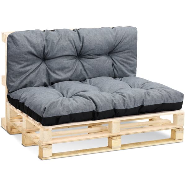 Lavojen tyyny ulkopestävä - kuormalavojen istuintyyny eurolavalle istuintyynyn verhoiluun Grau Set aus: 40 x 120 cm + 80 x 120 cm