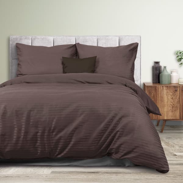 Puuvillasatiinivuodevaatteet CIZGILI BROWN/160x200 EXCLUSIVE