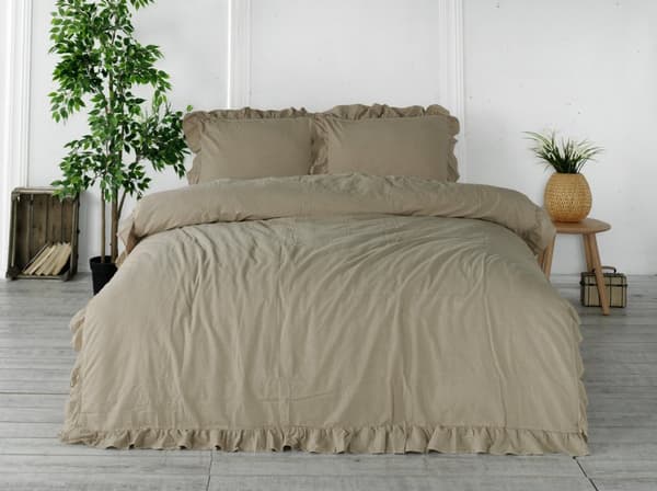 Bomuld sengetøj OXFORDTAN/220X200(P) STENVASKET