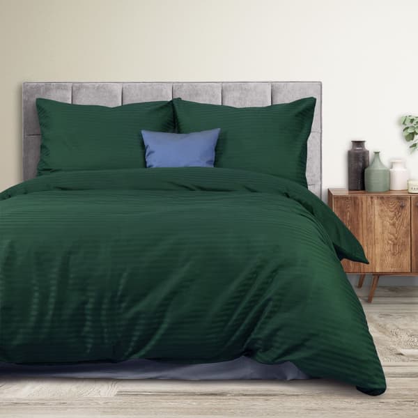 Puuvillasatiinivuodevaatteet CIZGILI DARK GREEN/220X200 EXCLUSIVE