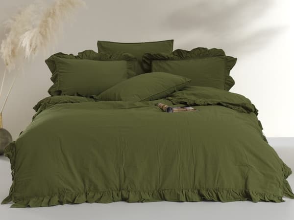 Bomuld sengetøj OLIVE/160x200(P) STENVASKET