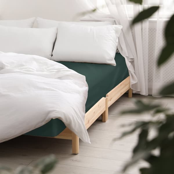 Fitslakan bomull satin flaska grön 036/160x200
