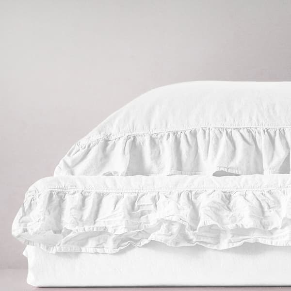 Sängkläder i bomull OPTIC WHITE/160x200(P) STENTVÄTTAD